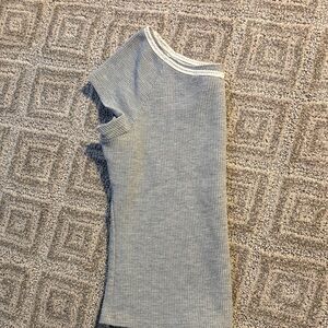 art class Short Sleeve Thermal Tee in Light Blue with White Trim